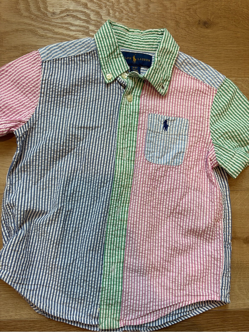 Toddler Boy-  Ralph Lauren polo Striped Seersucker Button-Down Shirt